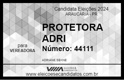 Candidato PROTETORA ADRI 2024 - ARAUCÁRIA - Eleições