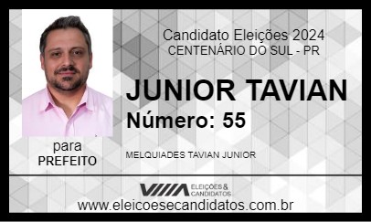 Candidato JUNIOR TAVIAN 2024 - CENTENÁRIO DO SUL - Eleições