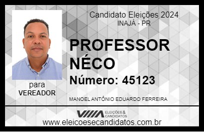 Candidato PROFESSOR NÉCO 2024 - INAJÁ - Eleições