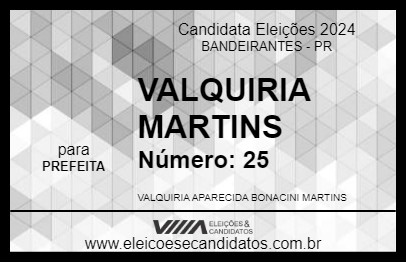 Candidato VALQUIRIA MARTINS 2024 - BANDEIRANTES - Eleições