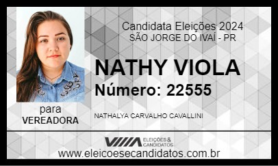 Candidato NATHY VIOLA 2024 - SÃO JORGE DO IVAÍ - Eleições