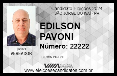 Candidato EDILSON PAVONI 2024 - SÃO JORGE DO IVAÍ - Eleições