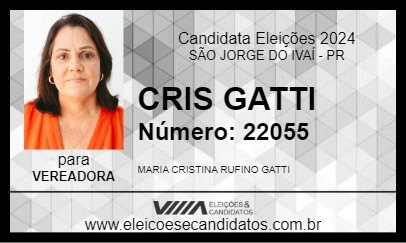 Candidato CRIS GATTI 2024 - SÃO JORGE DO IVAÍ - Eleições