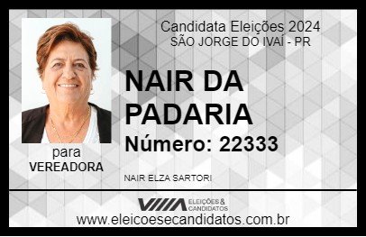 Candidato NAIR DA PADARIA 2024 - SÃO JORGE DO IVAÍ - Eleições