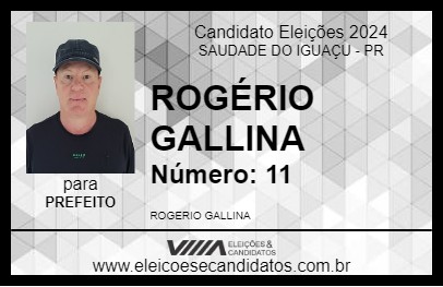 Candidato ROGÉRIO GALLINA 2024 - SAUDADE DO IGUAÇU - Eleições