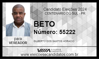 Candidato BETO 2024 - CENTENÁRIO DO SUL - Eleições