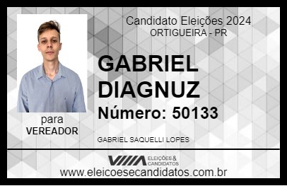 Candidato GABRIEL DIAGNUZ 2024 - ORTIGUEIRA - Eleições