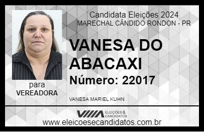 Candidato VANESA DO ABACAXI 2024 - MARECHAL CÂNDIDO RONDON - Eleições