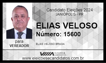 Candidato ELIAS VELOSO 2024 - JANIÓPOLIS - Eleições