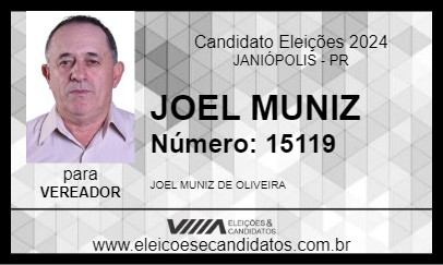 Candidato JOEL MUNIZ 2024 - JANIÓPOLIS - Eleições