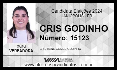 Candidato CRIS GODINHO 2024 - JANIÓPOLIS - Eleições