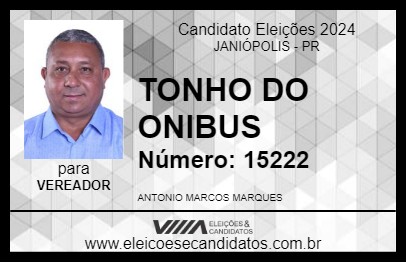 Candidato TONHO DO ONIBUS 2024 - JANIÓPOLIS - Eleições