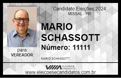 Candidato MARIO SCHASSOTT 2024 - MISSAL - Eleições