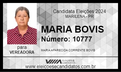 Candidato MARIA BOVIS 2024 - MARILENA - Eleições