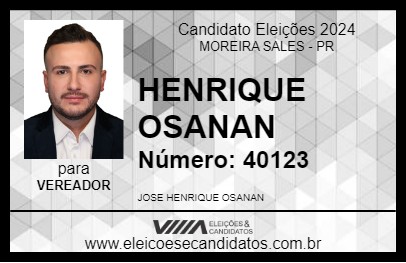 Candidato HENRIQUE OSANAN 2024 - MOREIRA SALES - Eleições