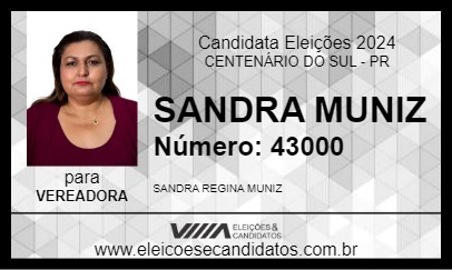 Candidato SANDRA MUNIZ 2024 - CENTENÁRIO DO SUL - Eleições