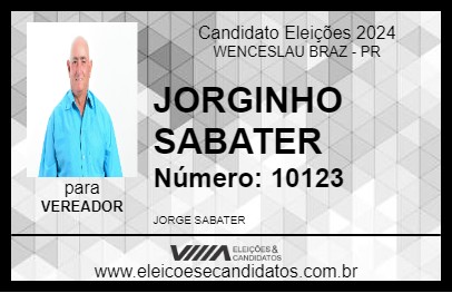 Candidato JORGINHO SABATER 2024 - WENCESLAU BRAZ - Eleições