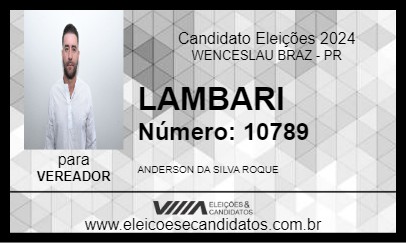 Candidato LAMBARI 2024 - WENCESLAU BRAZ - Eleições