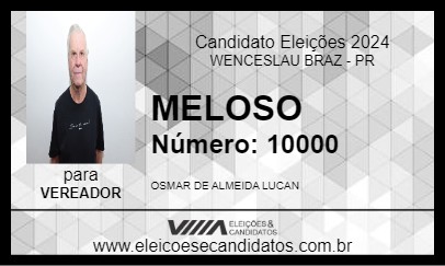 Candidato MELOSO 2024 - WENCESLAU BRAZ - Eleições