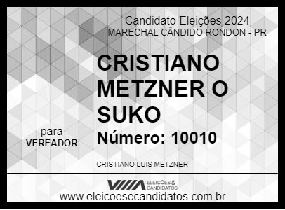 Candidato CRISTIANO METZNER O SUKO 2024 - MARECHAL CÂNDIDO RONDON - Eleições