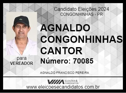 Candidato AGNALDO CONGONHINHAS CANTOR 2024 - CONGONHINHAS - Eleições