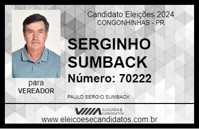 Candidato SERGINHO SUMBACK 2024 - CONGONHINHAS - Eleições