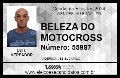 Candidato BELEZA DO MOTOCROSS 2024 - WENCESLAU BRAZ - Eleições