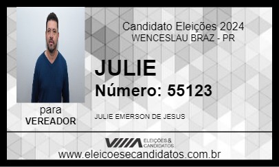 Candidato JULIE 2024 - WENCESLAU BRAZ - Eleições