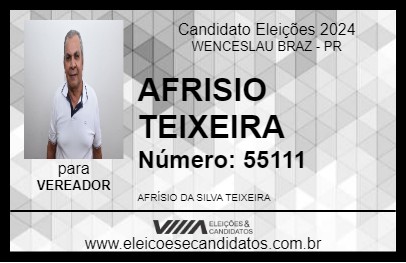 Candidato AFRISIO TEIXEIRA BAIANO 2024 - WENCESLAU BRAZ - Eleições