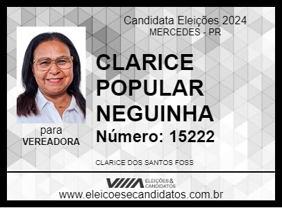 Candidato CLARICE POPULAR NEGUINHA 2024 - MERCEDES - Eleições