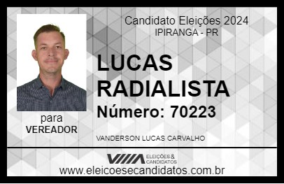 Candidato LUCAS RADIALISTA 2024 - IPIRANGA - Eleições