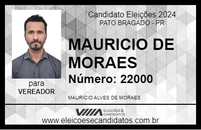 Candidato MAURICIO DE MORAES 2024 - PATO BRAGADO - Eleições