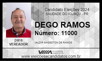 Candidato DEGO RAMOS 2024 - SAUDADE DO IGUAÇU - Eleições