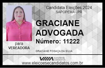 Candidato GRACIANE ADVOGADA 2024 - SAPOPEMA - Eleições