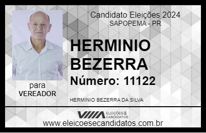 Candidato HERMINIO BEZERRA 2024 - SAPOPEMA - Eleições