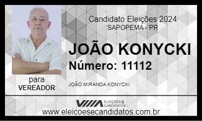 Candidato JOÃO KONYCKI 2024 - SAPOPEMA - Eleições