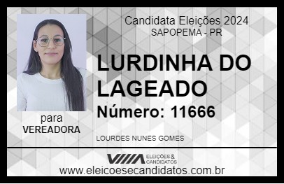 Candidato LURDINHA DO LAGEADO 2024 - SAPOPEMA - Eleições