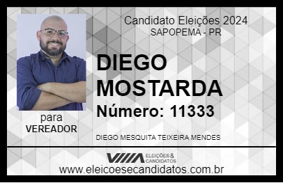 Candidato DIEGO MOSTARDA 2024 - SAPOPEMA - Eleições