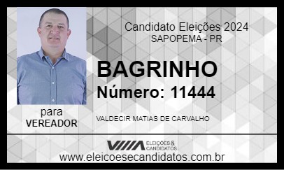 Candidato BAGRINHO 2024 - SAPOPEMA - Eleições