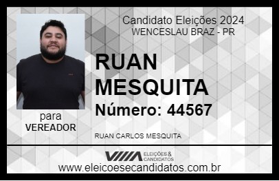 Candidato RUAN MESQUITA 2024 - WENCESLAU BRAZ - Eleições