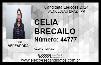 Candidato CELIA BRECAILO 2024 - WENCESLAU BRAZ - Eleições