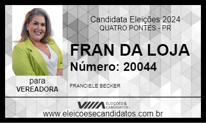 Candidato FRAN DA LOJA 2024 - QUATRO PONTES - Eleições