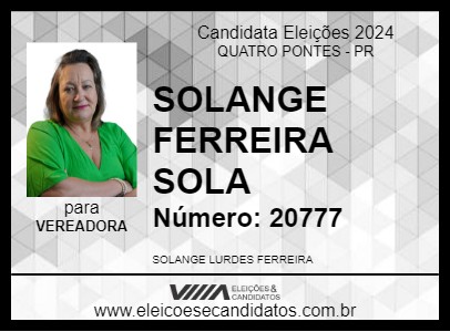 Candidato SOLANGE FERREIRA  SOLA 2024 - QUATRO PONTES - Eleições