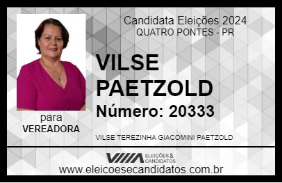 Candidato VILSE PAETZOLD 2024 - QUATRO PONTES - Eleições