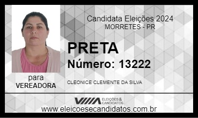 Candidato PRETA 2024 - MORRETES - Eleições