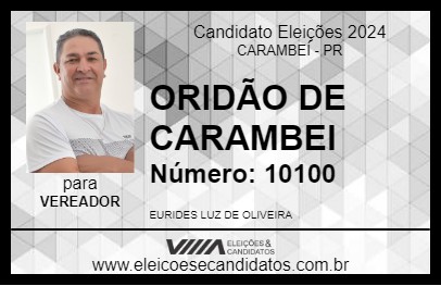 Candidato ORIDÃO DE CARAMBEI 2024 - CARAMBEÍ - Eleições