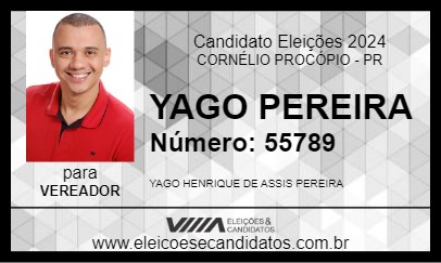 Candidato YAGO PEREIRA 2024 - CORNÉLIO PROCÓPIO - Eleições