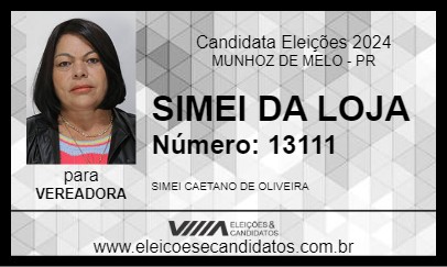 Candidato SIMEI DA LOJA 2024 - MUNHOZ DE MELO - Eleições