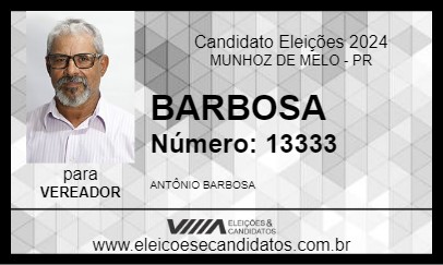 Candidato BARBOSA 2024 - MUNHOZ DE MELO - Eleições