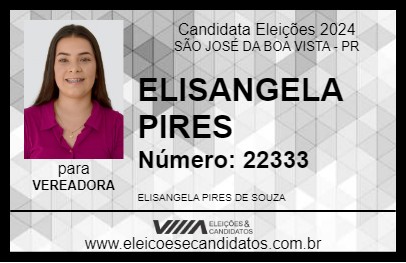 Candidato ELISANGELA PIRES 2024 - SÃO JOSÉ DA BOA VISTA - Eleições